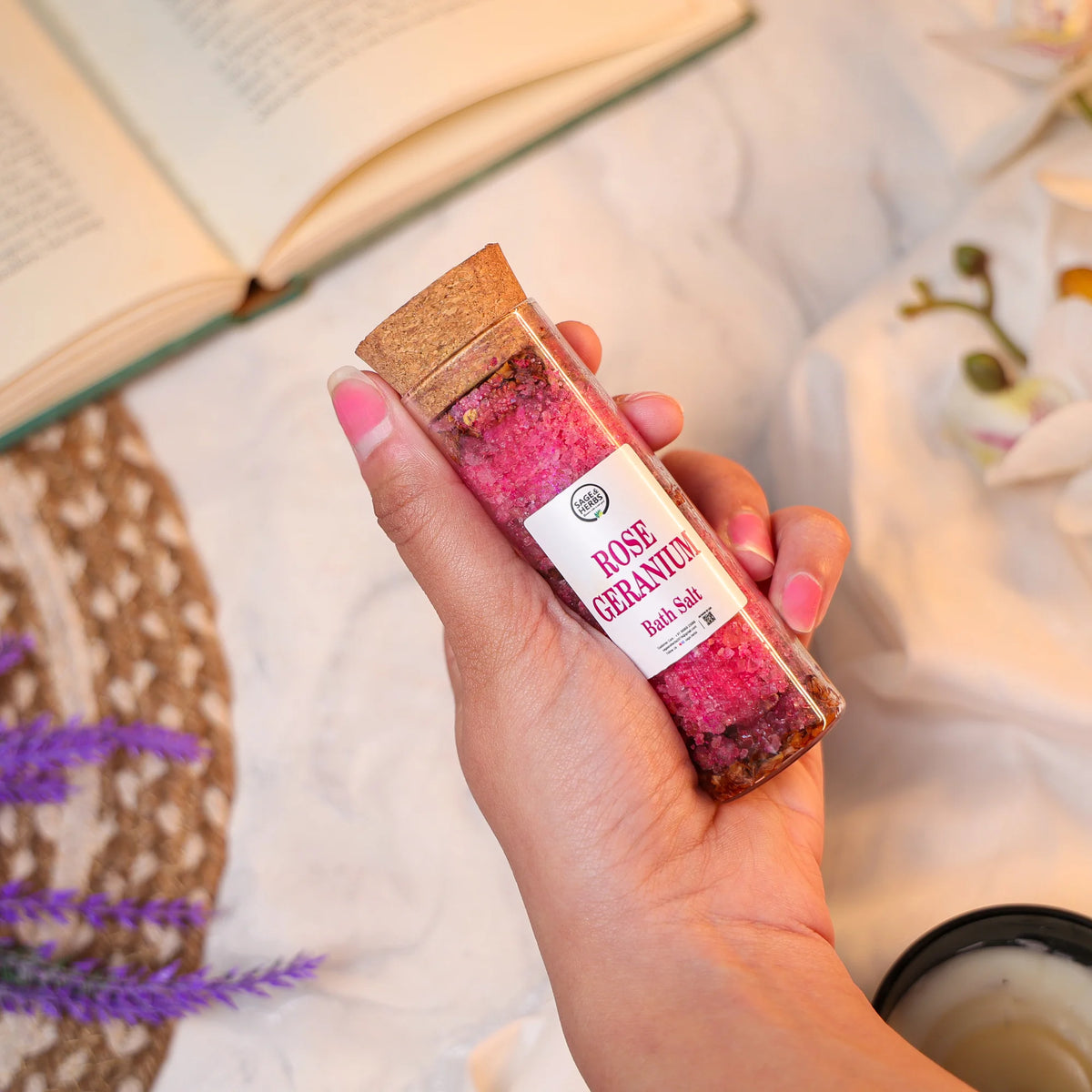 Rose Geranium Bath Salt – Aromatic & Relaxing Spa-Style Soak 300g – view 4