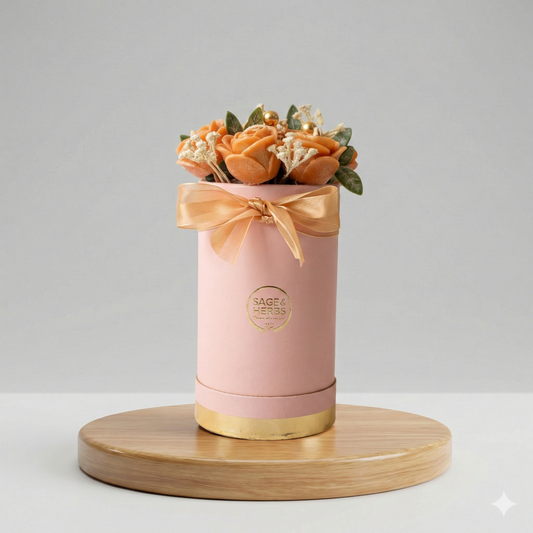 Golden Apricot Bloom – Handcrafted Floral Luxury Candle