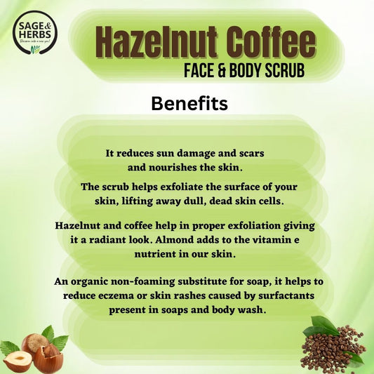 Hazelnut Coffee Face & Body Scrub - Natural Exfoliating Coffee Scrub