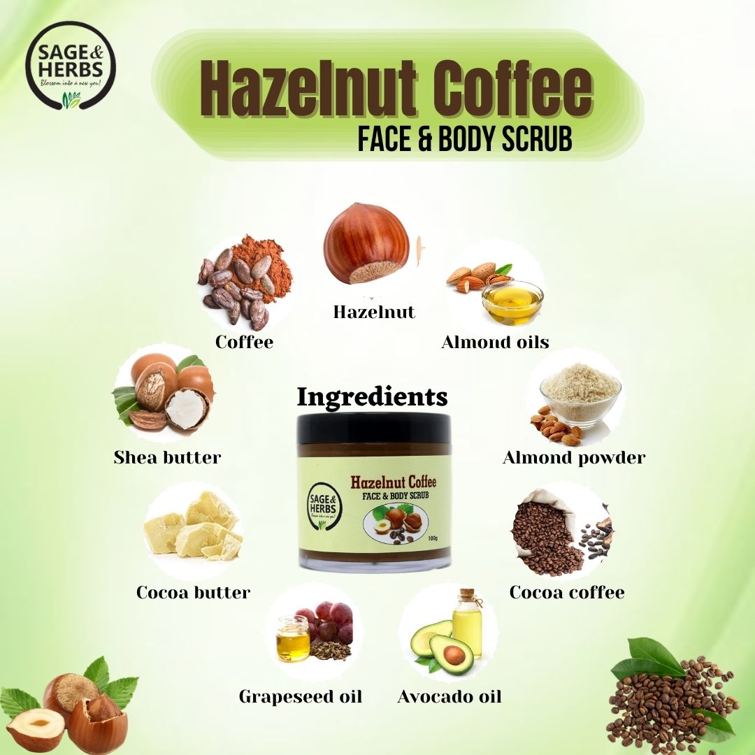 Hazelnut Coffee Face & Body Scrub - Natural Exfoliating Coffee Scrub