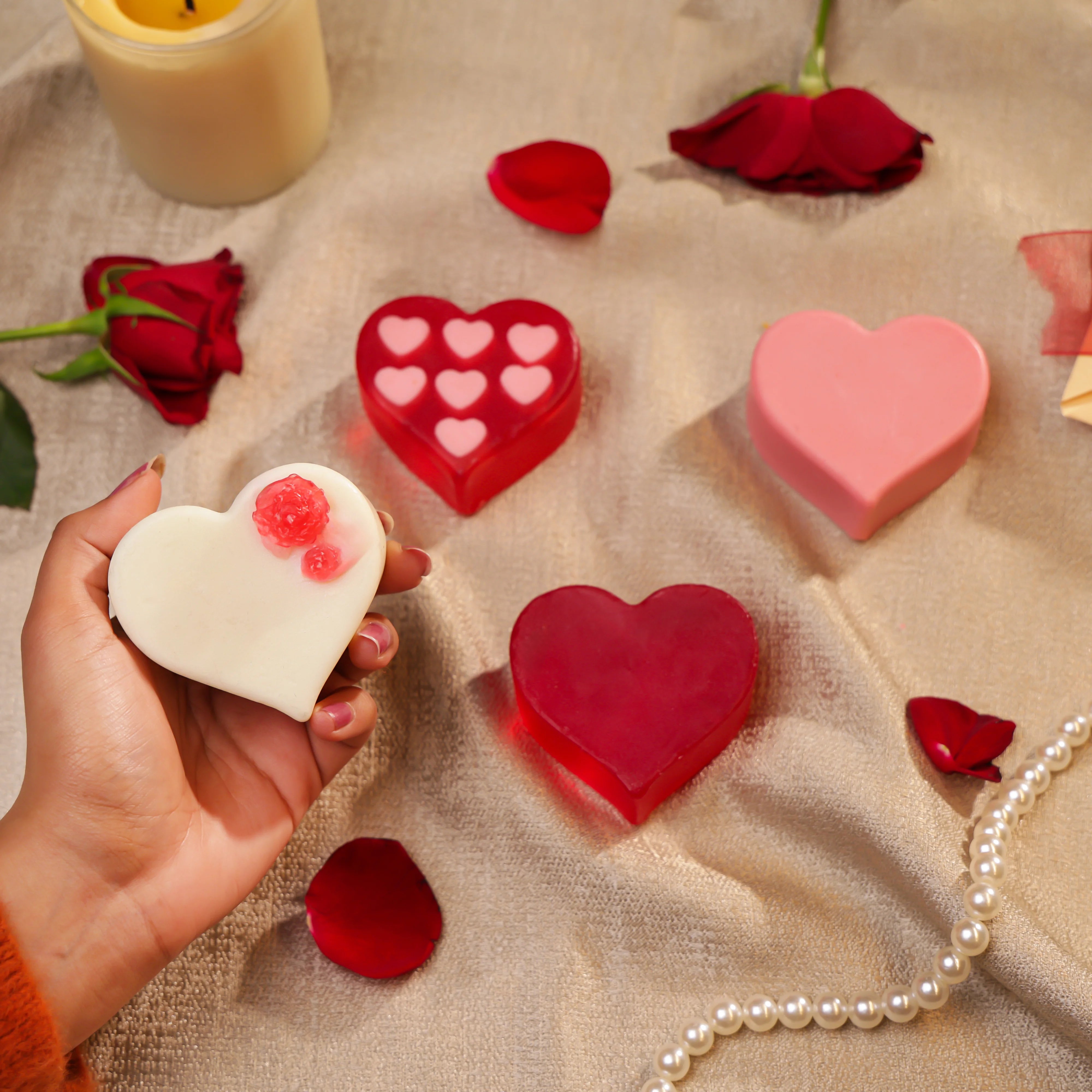 Heart Shaped Soaps Set of 4 – Handmade Moisturising Soap Gift