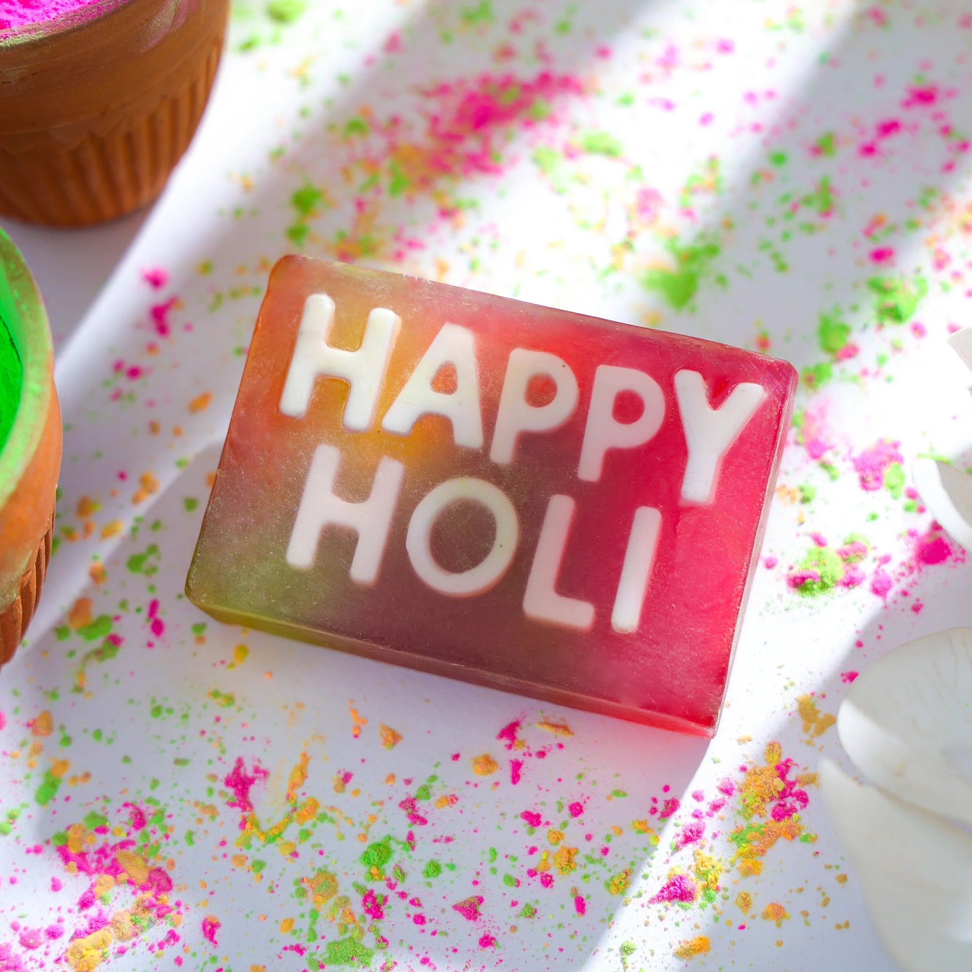 Holi Soaps – Set of Two - Colourful Handmade Festive Soap Duo 100g
