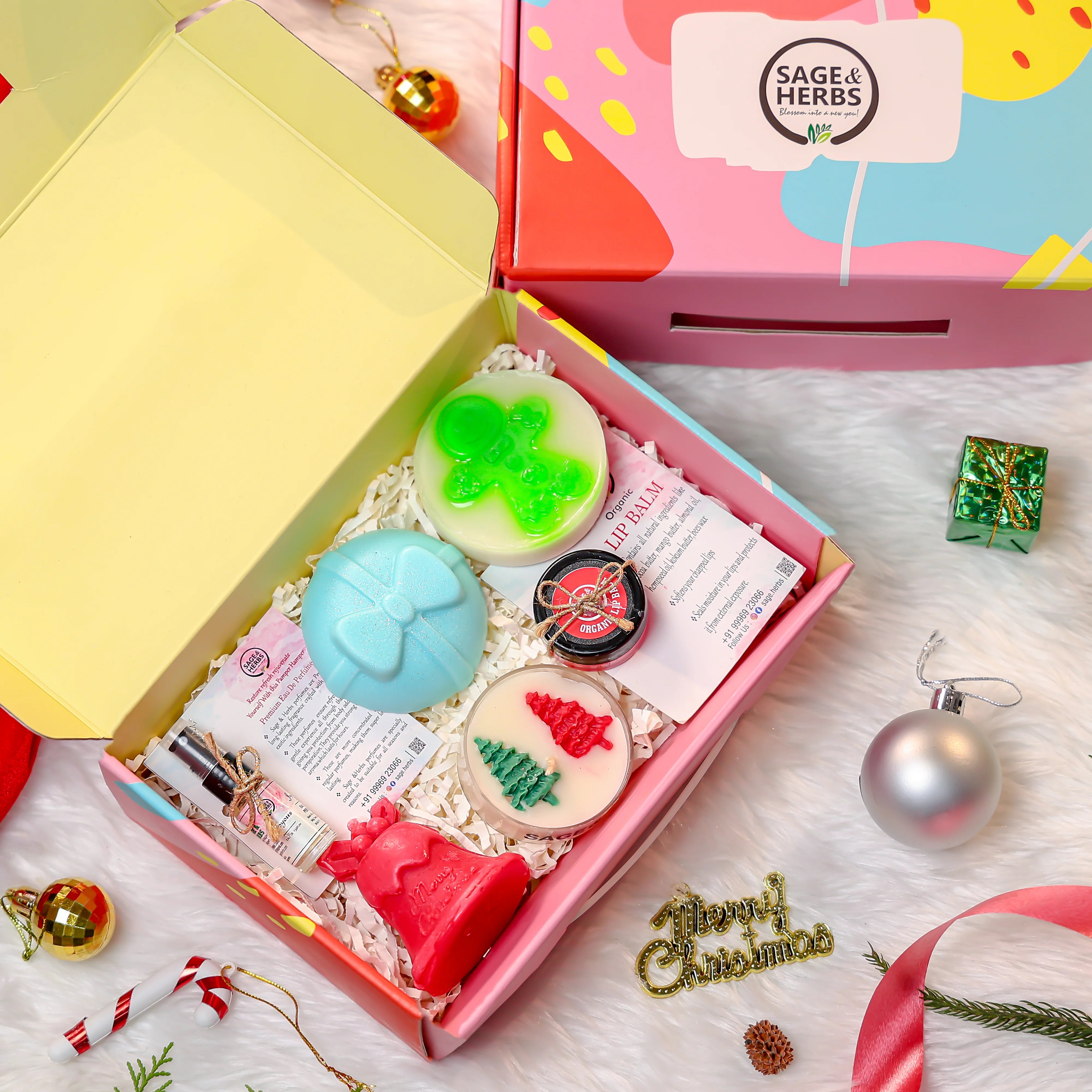 Holiday Bliss Pack - Festive Organic Gift Set with Soaps, Candles & Lip Balm