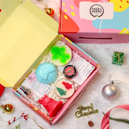 Holiday Bliss Pack - Festive Organic Gift Set with Soaps, Candles & Lip Balm by Sage & Herbs