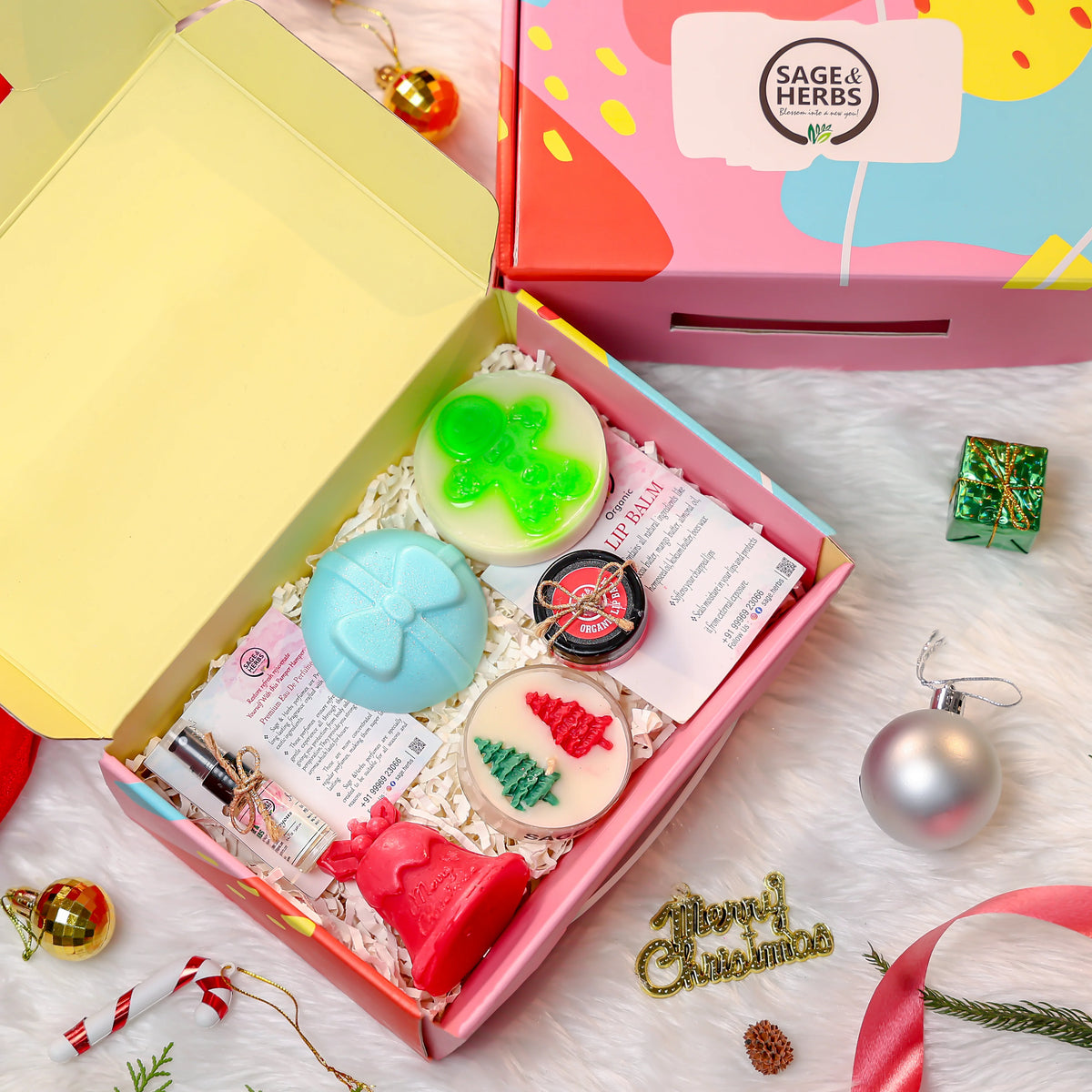 Holiday Bliss Pack - Festive Organic Gift Set with Soaps, Candles & Lip Balm