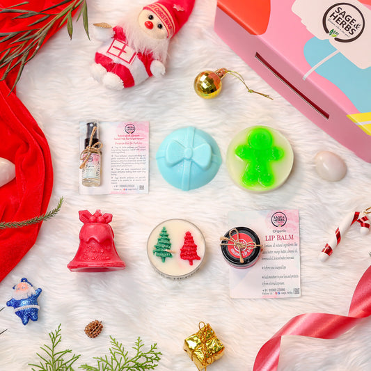 Holiday Bliss Pack - Festive Organic Gift Set with Soaps, Candles & Lip Balm