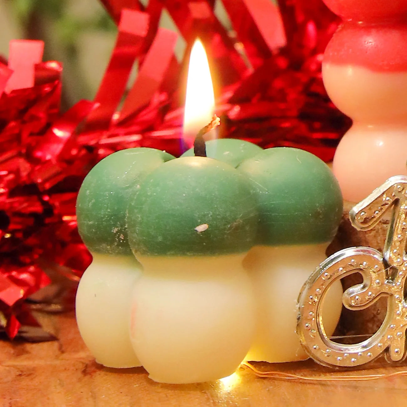 Xmas Mini Bubble Candle – Festive Handcrafted Soy Wax Holiday Decor Candle