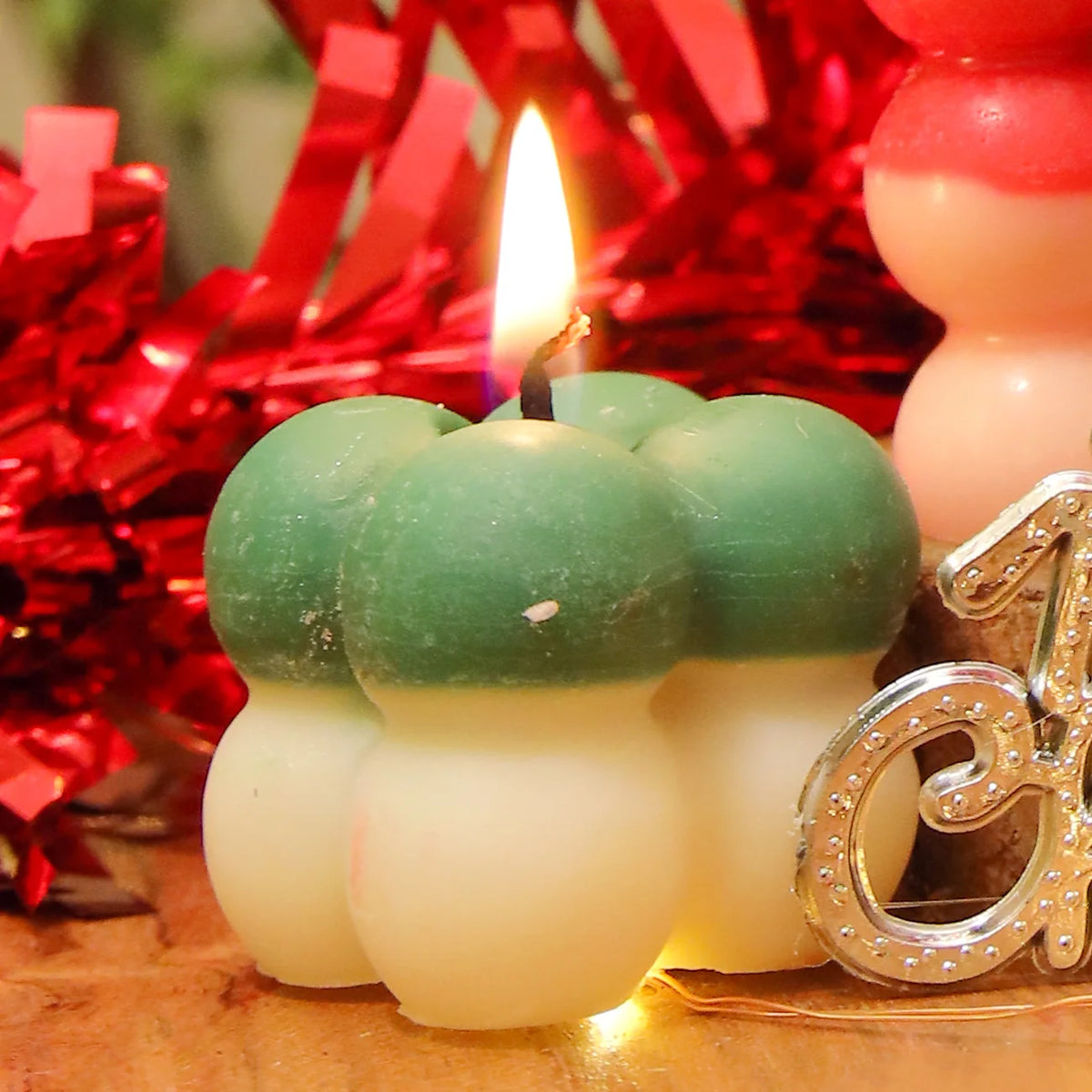 Xmas Mini Bubble Candle – Festive Handcrafted Soy Wax Holiday Decor Candle