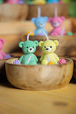 Wood Bowl Teddy Candle