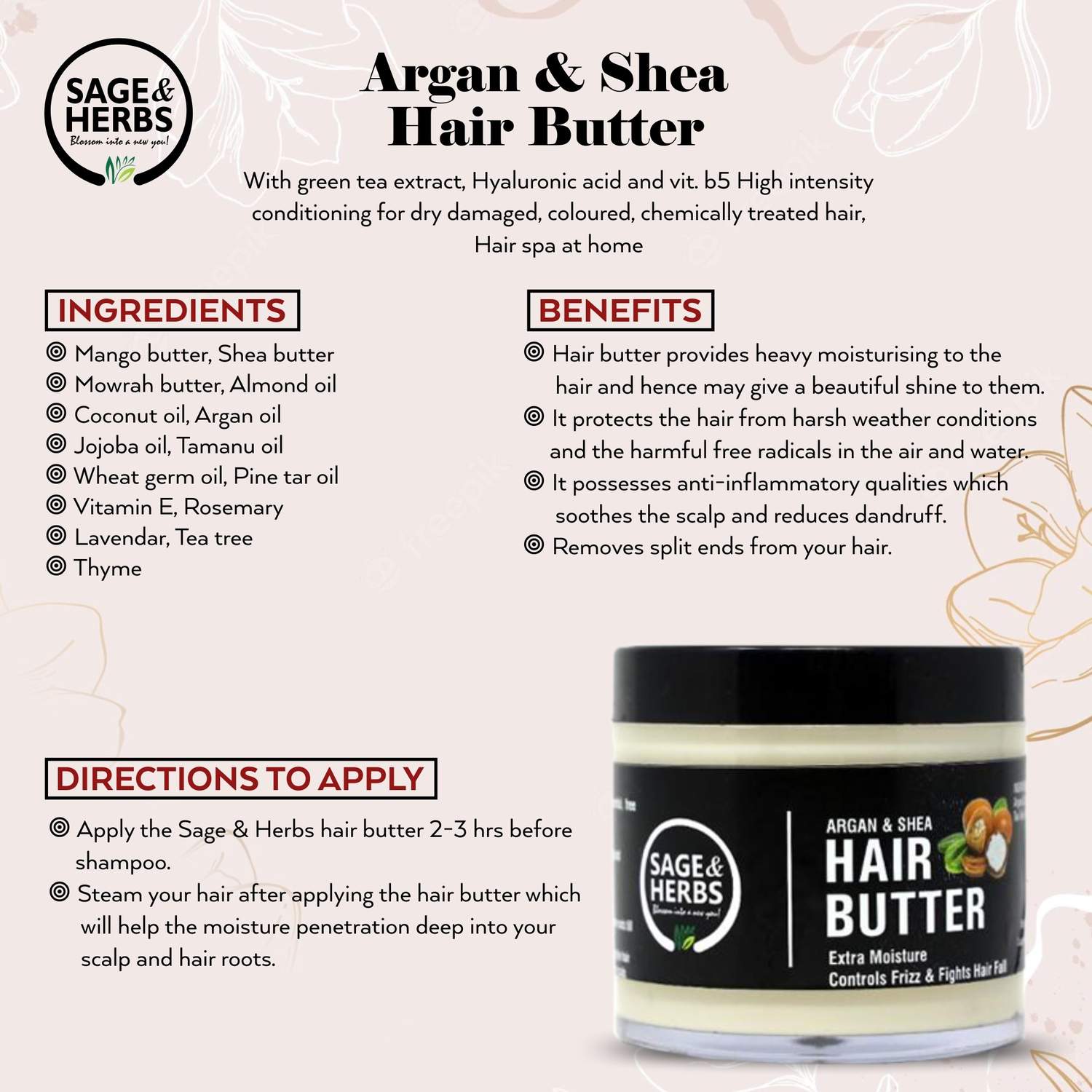 Argan and Shea Hair Butter – Deep Nourishing Hair Mask & Moisture Treatment
