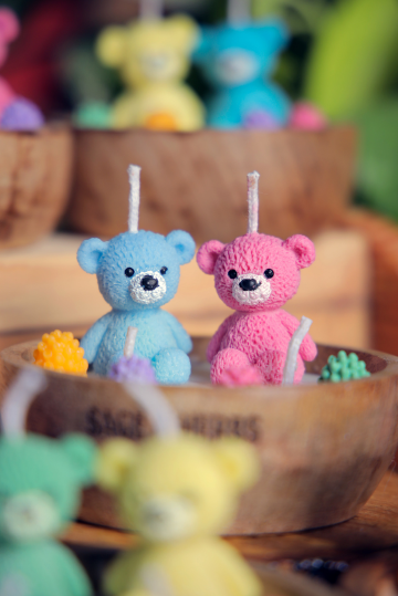 Wood Bowl Teddy Candle by Sage & Herbs