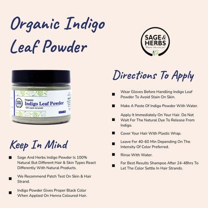 Organic Indigo Powder – Natural Herbal Hair Colour & Deep Black Shade 150g – view 3