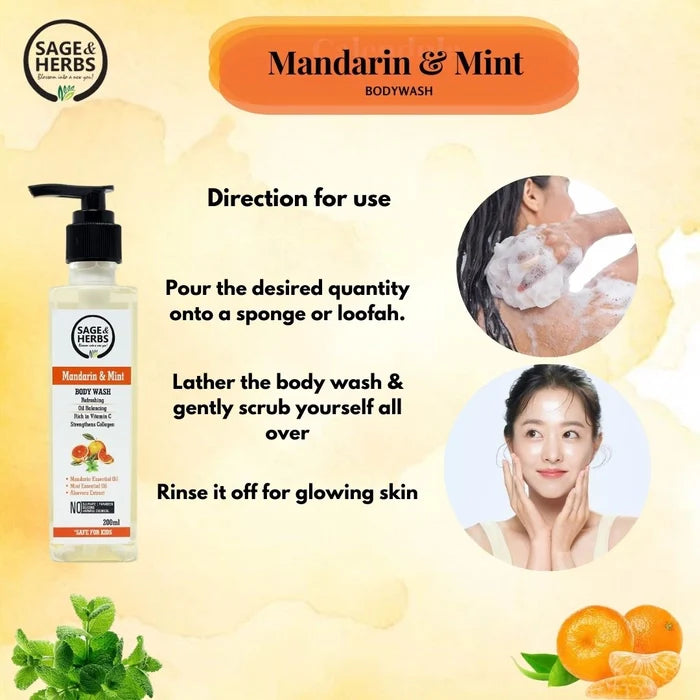Mandarin & Mint Body Wash – Refreshing, Hydrating & Oil-Balancing Cleanser