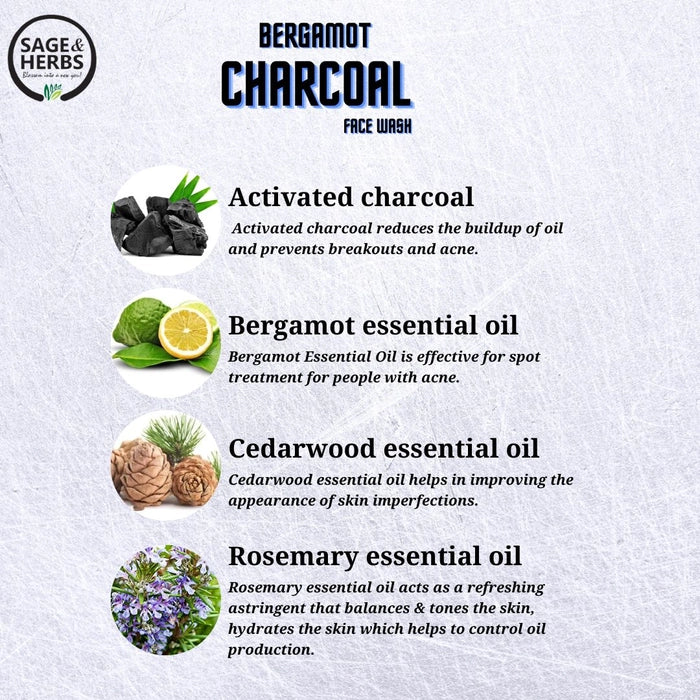 Bergamot Charcoal Face Wash – Deep Cleansing & Acne-Fighting