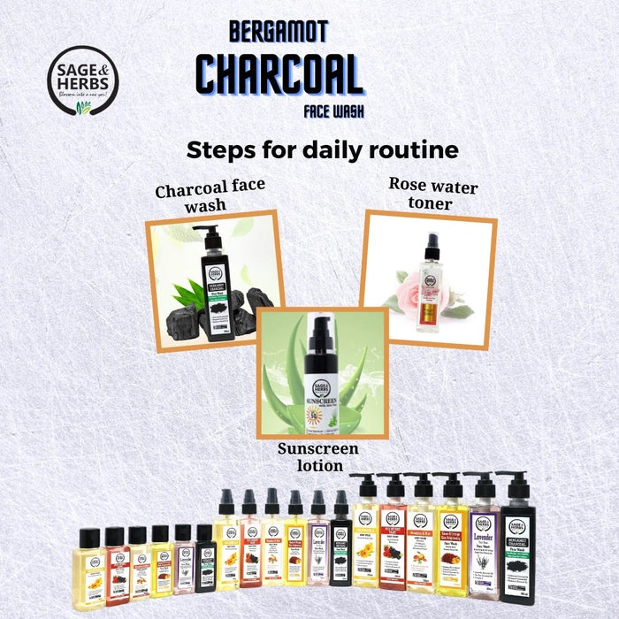 Bergamot Charcoal Face Wash – Deep Cleansing & Acne-Fighting