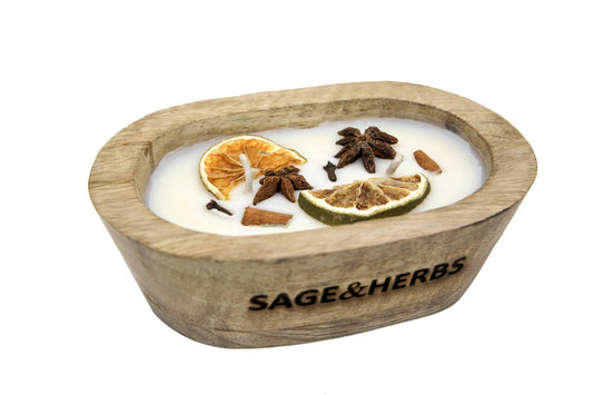 Citrus Spicy Woodbowl Candle by Sage & Herbs