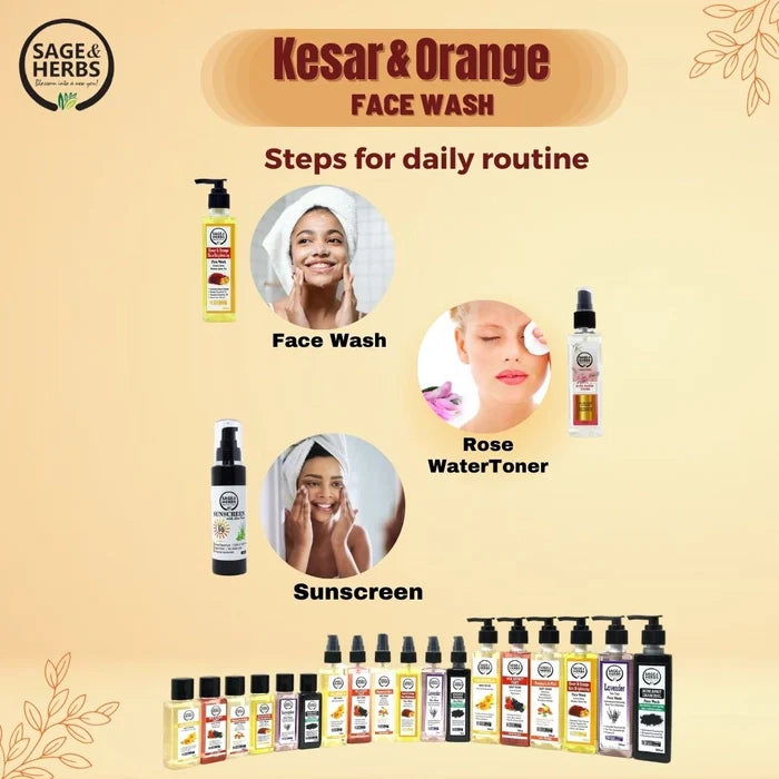 Kesar Orange Face Wash - Brightening & Acne-Fighting Natural Cleanser