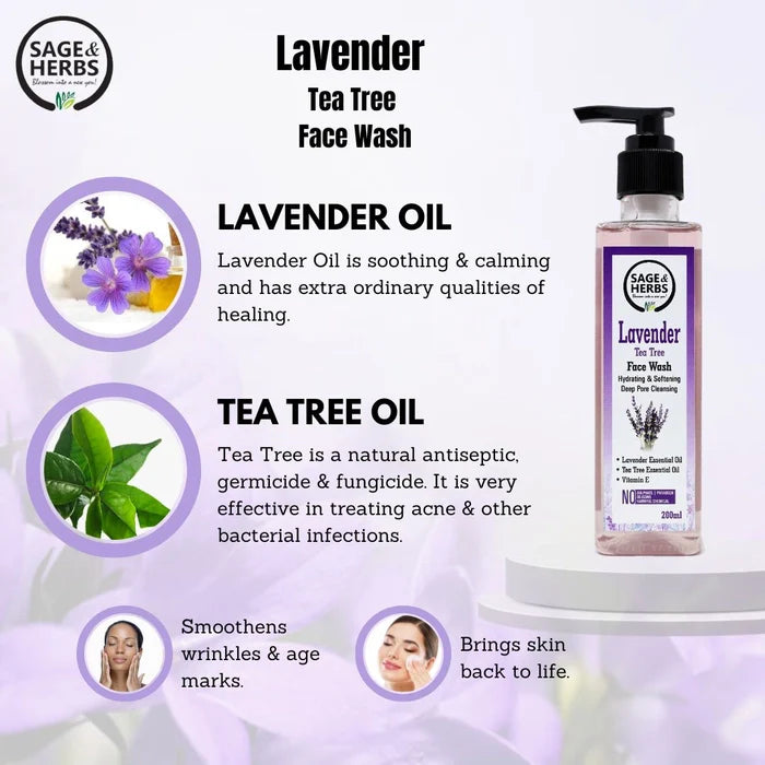 Lavender Tea Tree Face Wash - Natural Acne-Fighting & Soothing Cleanser