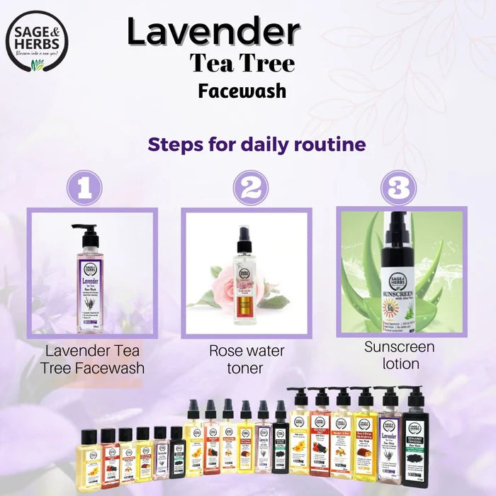 Lavender Tea Tree Face Wash - Natural Acne-Fighting & Soothing Cleanser