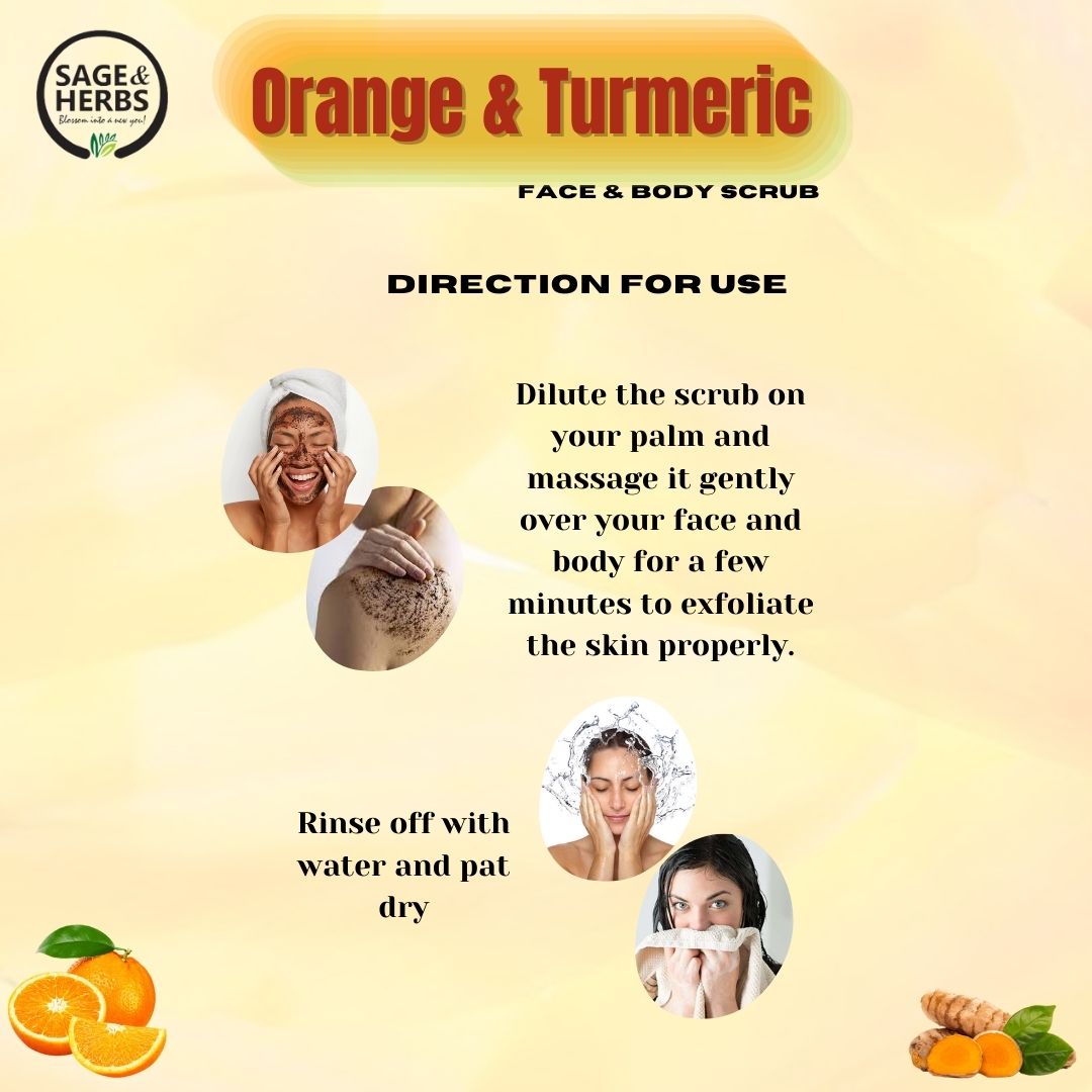 Orange & Turmeric Face & Body Scrub - Natural Exfoliating Glow Scrub
