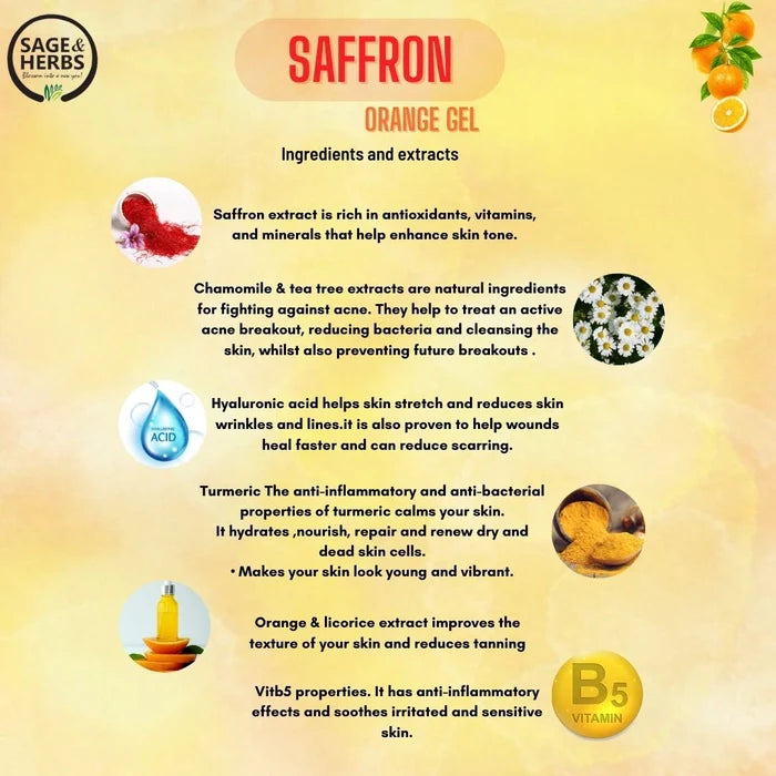 Saffron Orange Gel for Glowing Skin - Natural Brightening Gel 50g