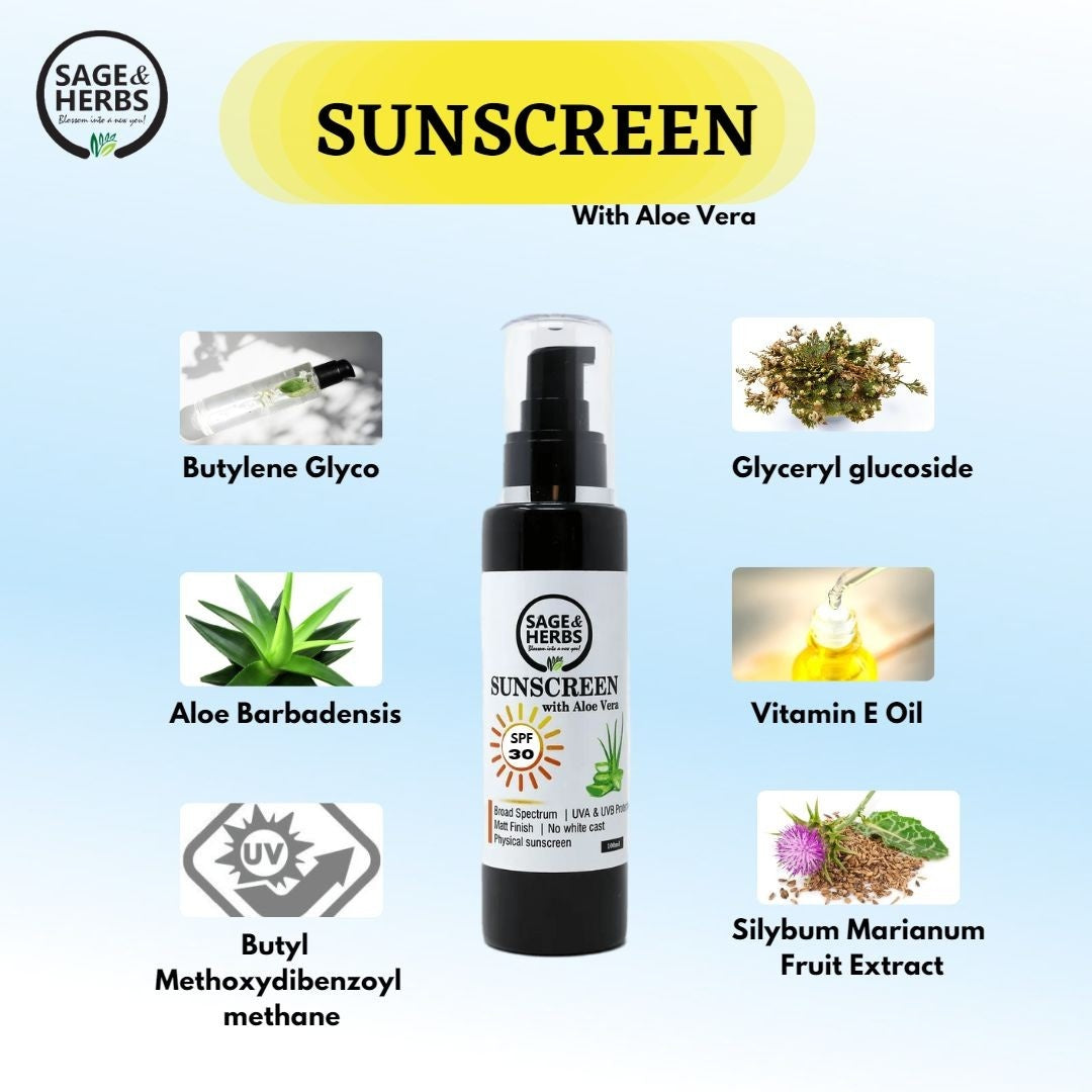 Natural Sunscreen with Aloe Vera SPF 30 - Broad-Spectrum Sun Protection 100ml