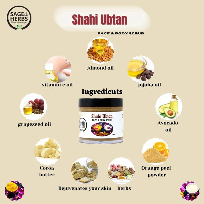 Shahi Ubtan Face & Body Scrub - Natural Ayurvedic Exfoliating Scrub