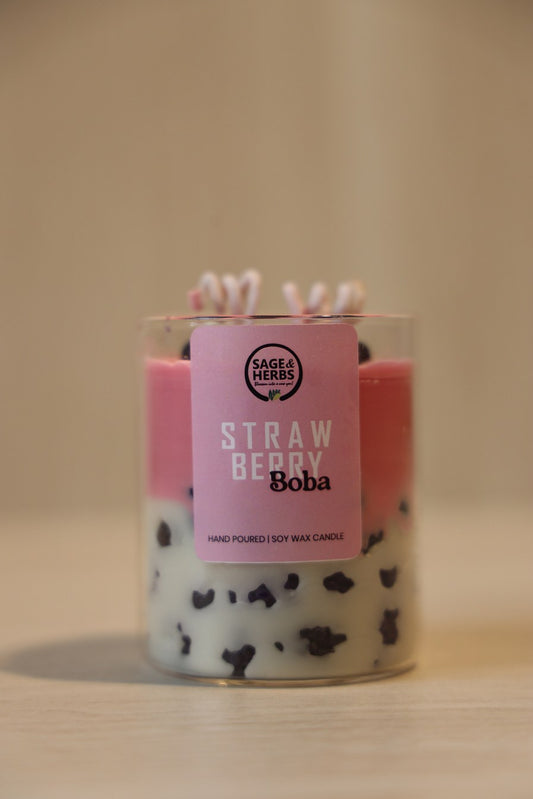 Strawberry Boba Candle by Sage & Herbs