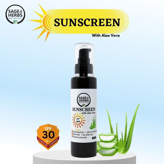 Natural Sunscreen with Aloe Vera SPF 30 - Broad-Spectrum Sun Protection 100ml by Sage & Herbs