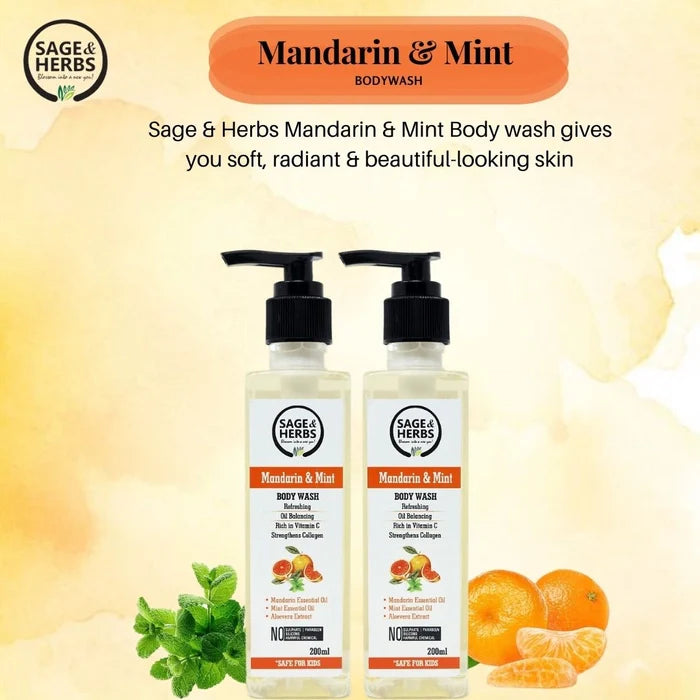 Mandarin & Mint Body Wash – Refreshing, Hydrating & Oil-Balancing Cleanser